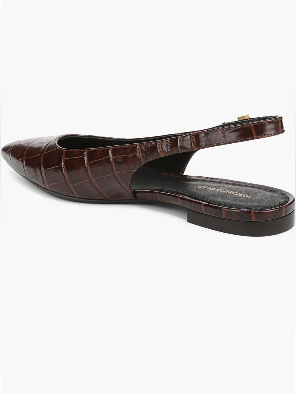 Veronica Beard Chocolate Croc-Embossed Pointed Slingback Flats 8 New $375 - Picture 2 of 12